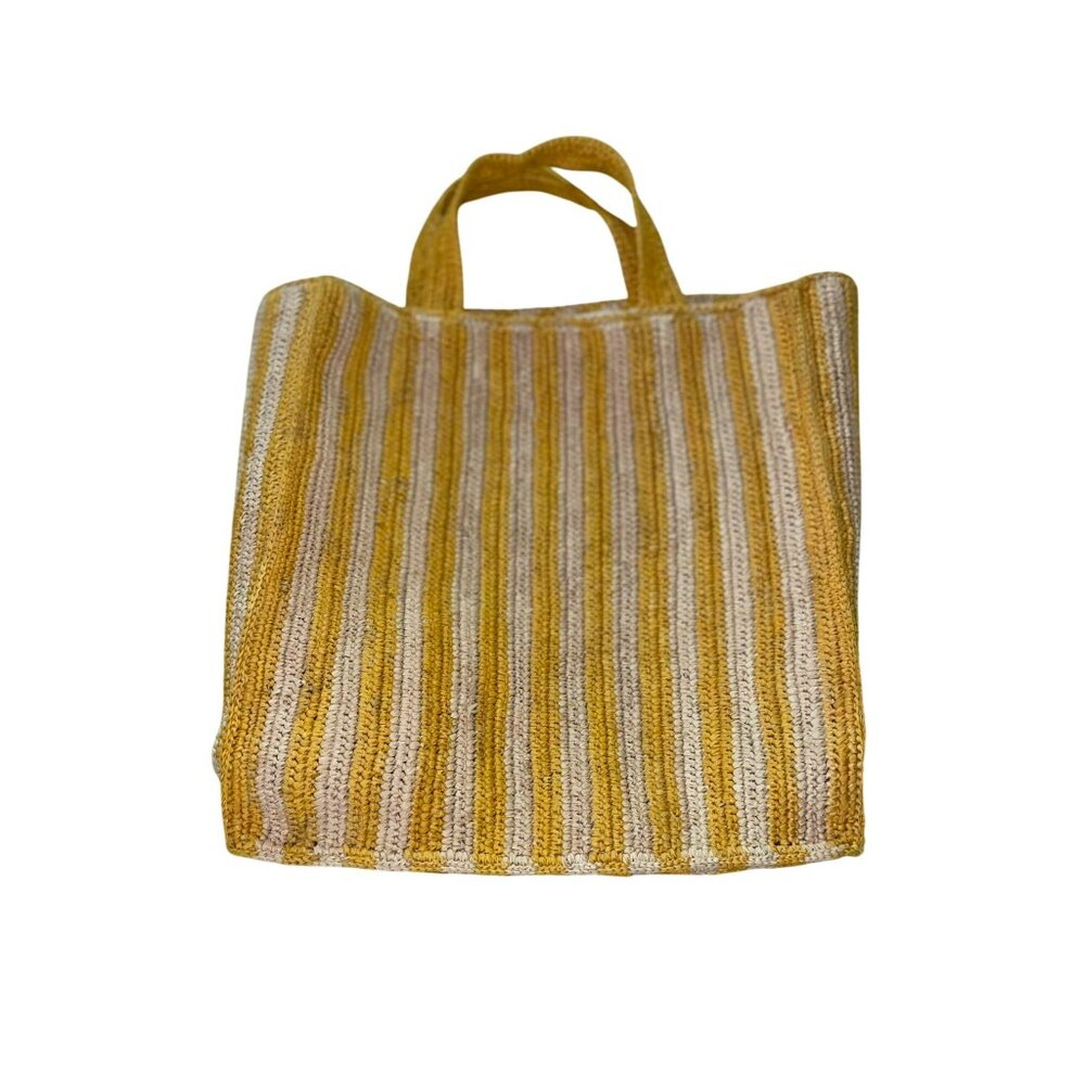 Mar Y Sol Straw Amalfi Tote Bag Used Striped Sunflower / Natural - Picture 2 of 16